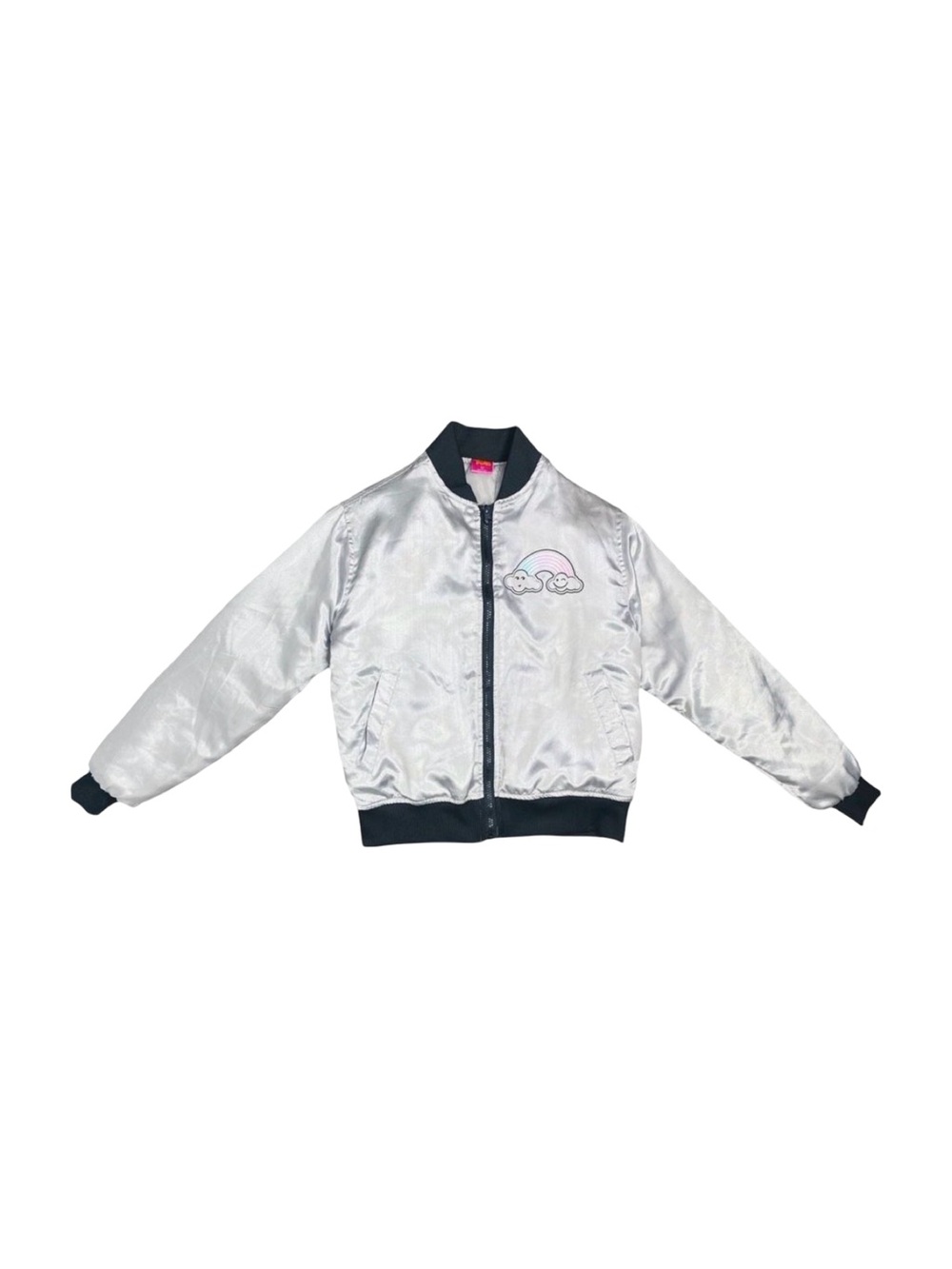 DreamWorks Animation TROLLS Silver & Black Bomber Jacket - Size XS Girls